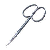 Precision Curved Light Scissors, Ribbon Style Ring Handle With Polished Finish, Blunt Tips, 18mm Mid Screw To Tip, And Overall Length Of 7/8" (99mm)  